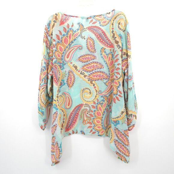 Zac and Rachel paisly print crochet tunic top Size 2X mint green 3/4 sleeve Boho - Picture 7 of 7